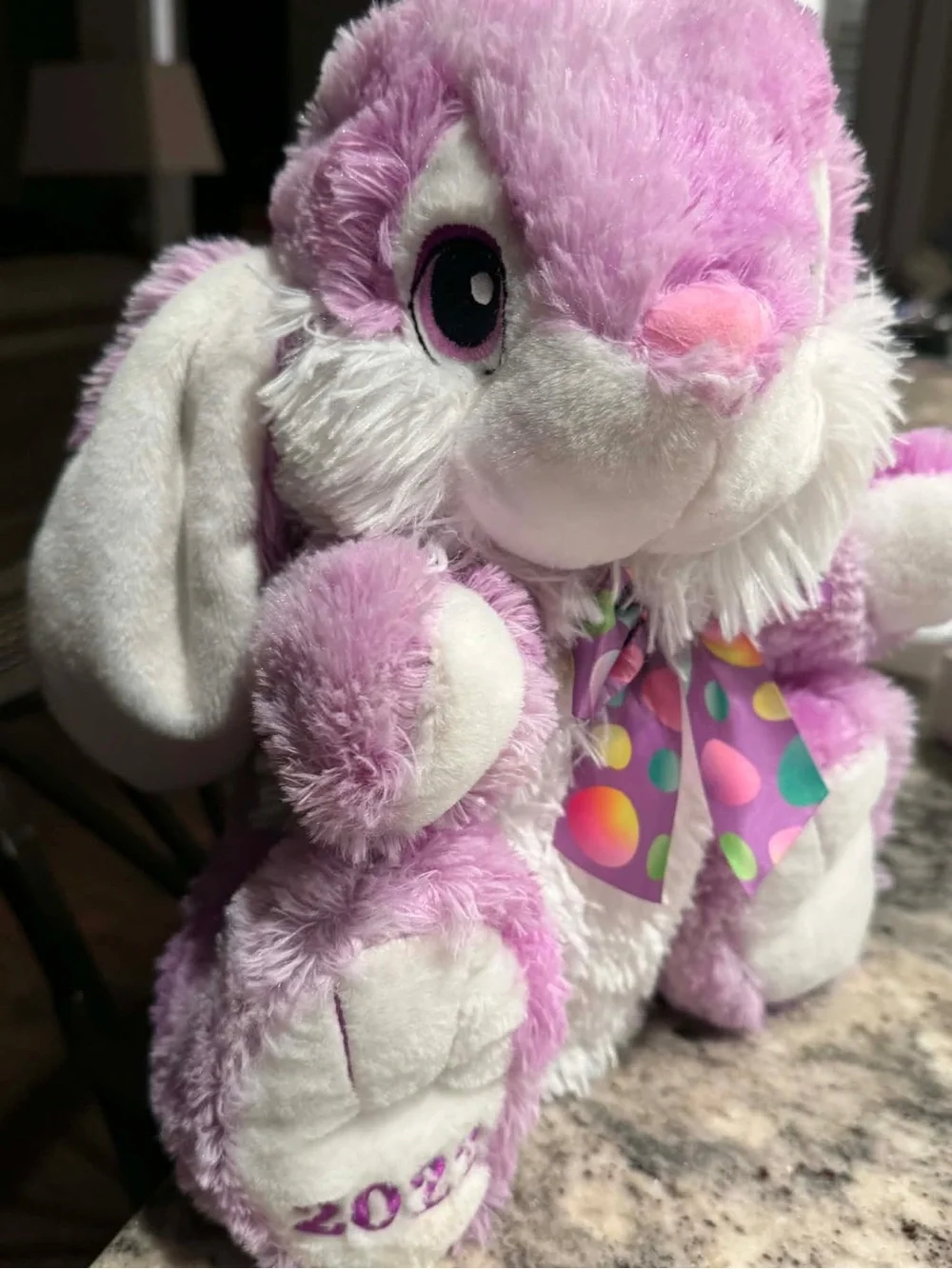 2022 Purple Bunny Plush Stuffed Animal - Purple & White